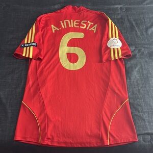 VINTAGE Spain 🇪🇸 #6 Andres Iniesta Euro 2008 Adidas Home Jersey
